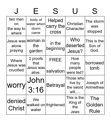 Bible Bingo Card