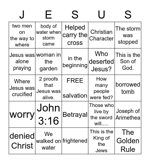 Bible Bingo Card