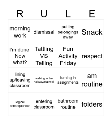 Classroom Routine & Procedure Bingo Card