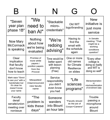 Opening Days Bingo Card