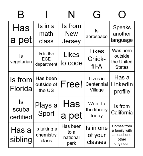 Spark Night! Bingo Card