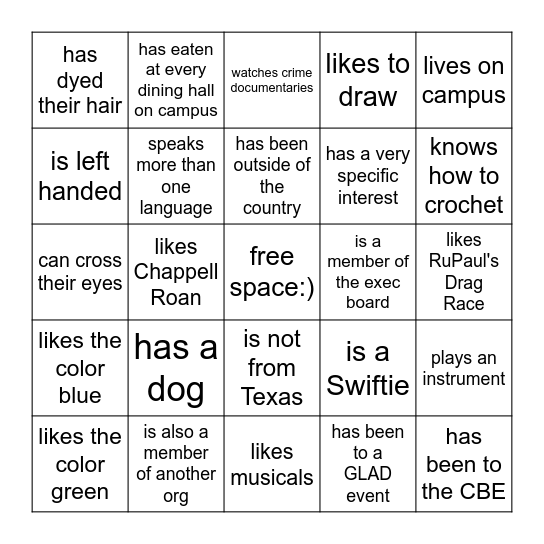 Find someone who... Bingo Card