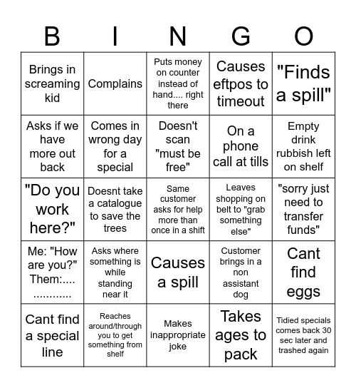 ALDI CUSTOMER BINGO Card