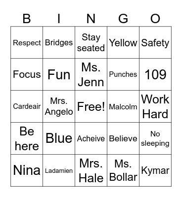 Bulldogs' Bingo Card