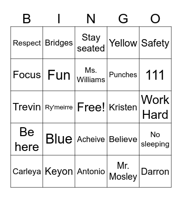 Bulldogs' Bingo Card