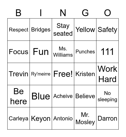 Bulldogs' Bingo Card