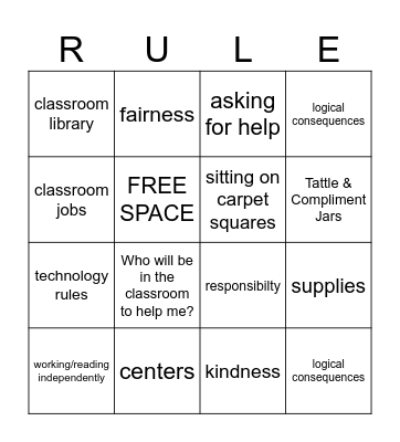 Classroom Routine & Procedure Bingo Card