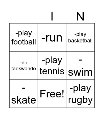 Sports Bingo Card