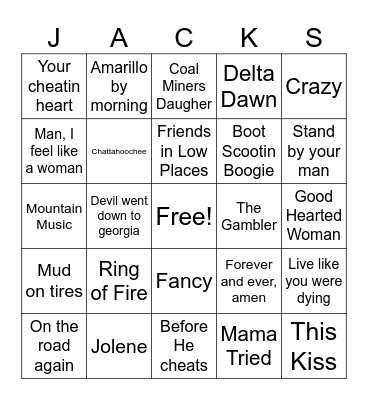 Classic Country Bingo Card