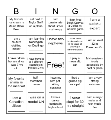 The Way of Water Icebreaker Bingo Card