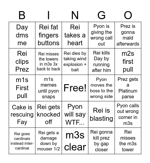 Rei Bingo Card