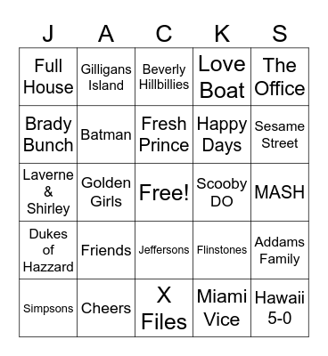 TV Theme Bingo Card