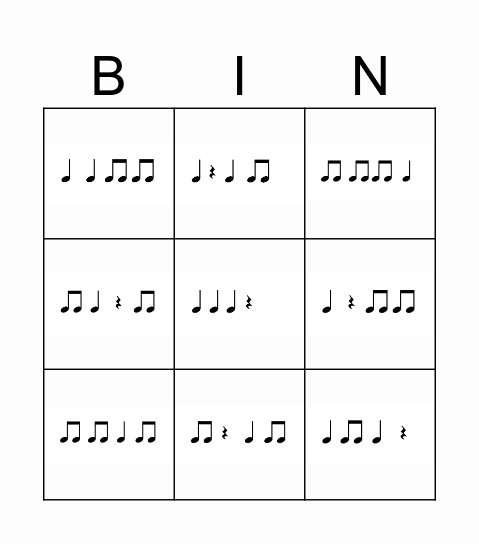 Rhythm ta ti-ti 5x5 Bingo Card