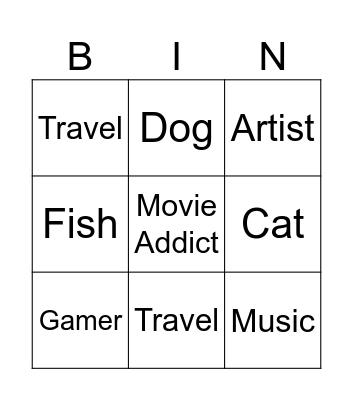 It's nice to meet you Bingo Card