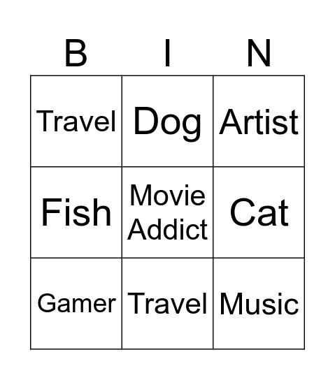 It's nice to meet you Bingo Card