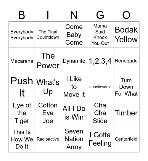 Jock Jams @ Unrefined Bingo Card