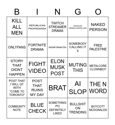 TWITTER BINGO Card