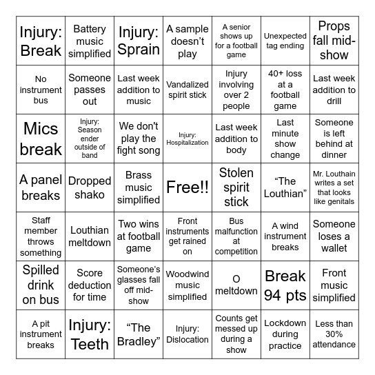 2024 Outdoor Season Bingo Card
