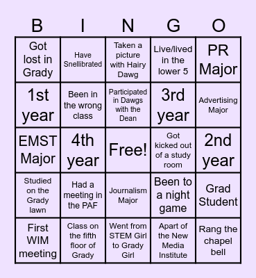 Women in Media Interest Meeting Bingo Card