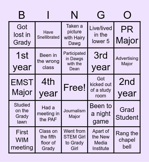 Women in Media Interest Meeting Bingo Card