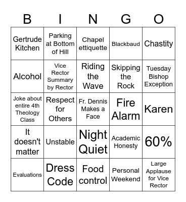 Colloquy Bingo Card