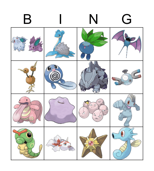 Kanto Bingo Card