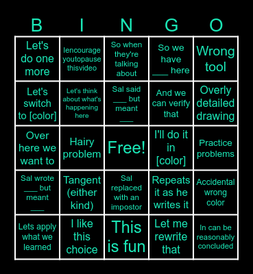 Khan Academy Bingo Card