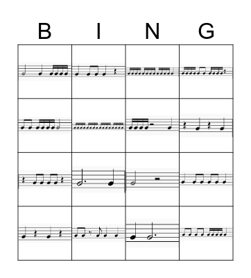 Rhythm Bingo Card