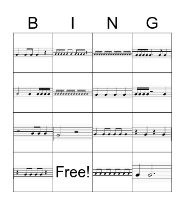 Rhythm Bingo Card