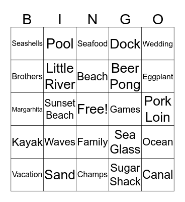 Beach Bingo Card