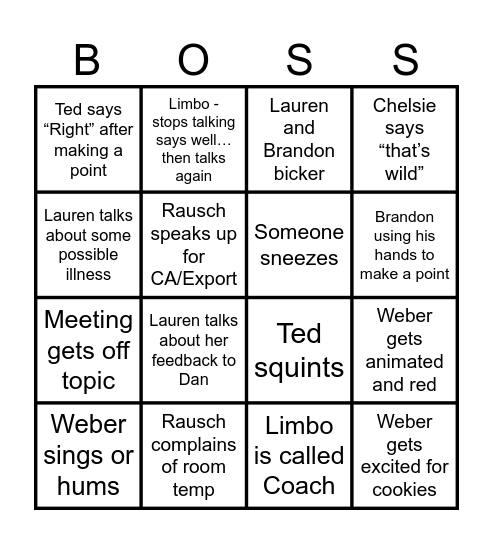 Best Managers Bingo Card