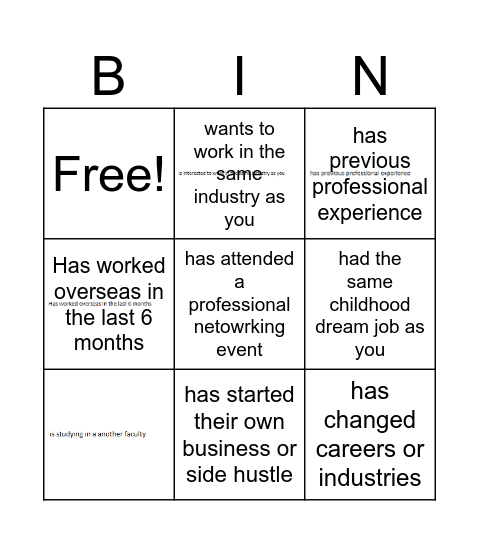 Human Bingo Card