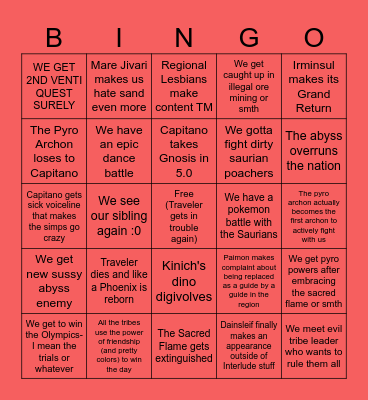 Natlan Bingo Card
