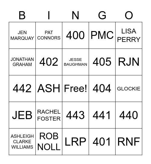 CHARLESTOWN BINGO Card