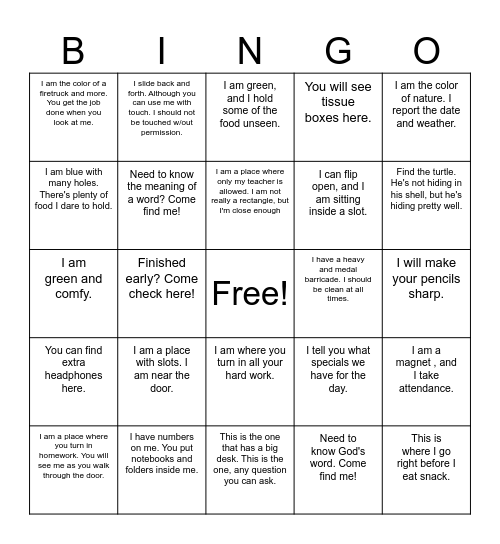 What Am I? Bingo Card