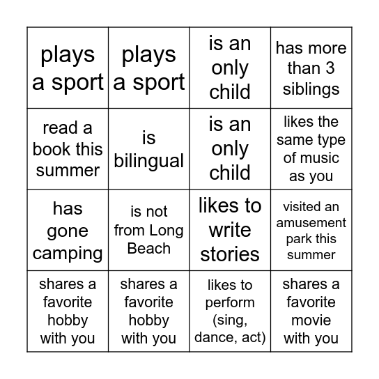 Find Someone Who... Bingo Card