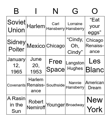 Dramatic Literature Bingo Card