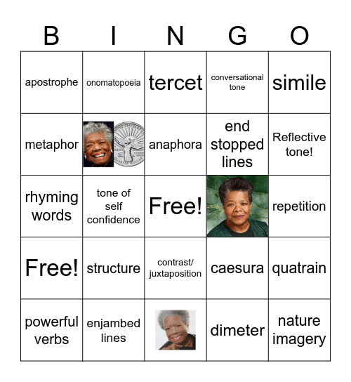 Angelou's poems Bingo Card