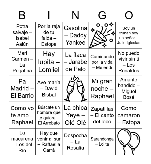 BINGO MUSICAL Bingo Card