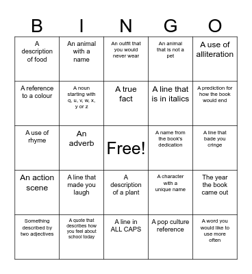 Library Bingo: Include Page Numbers and Quotes to Win! Bingo Card