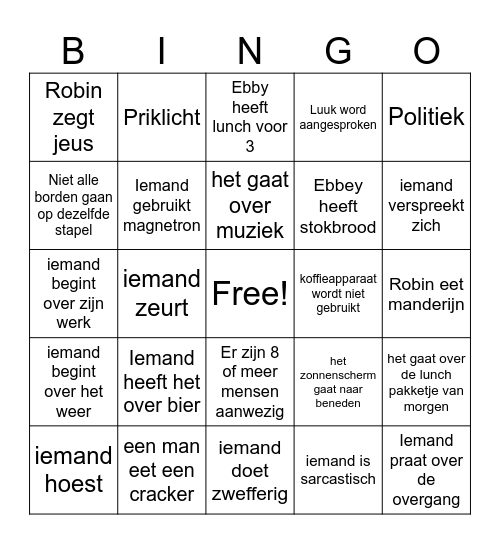 Nobelaer! Bingo Card