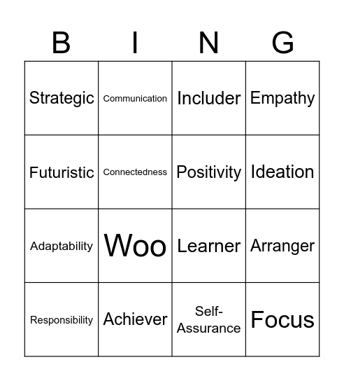 CLIFTON STRENGTHS Bingo Card