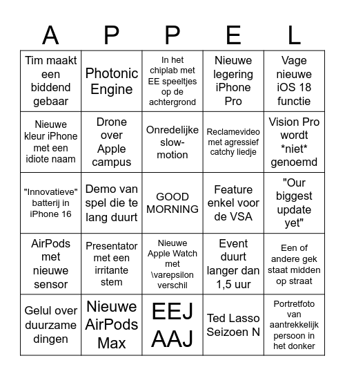 Gloeitijd Bingo Card