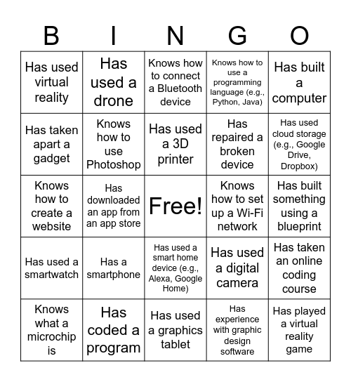 Foundations of Tech Bingo Card