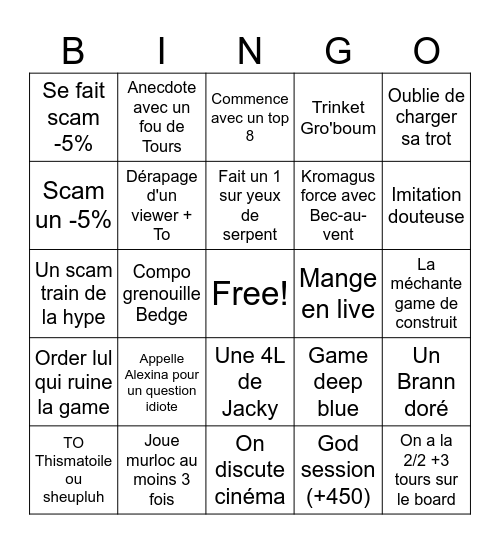 Bingo stream de Felkon Bingo Card