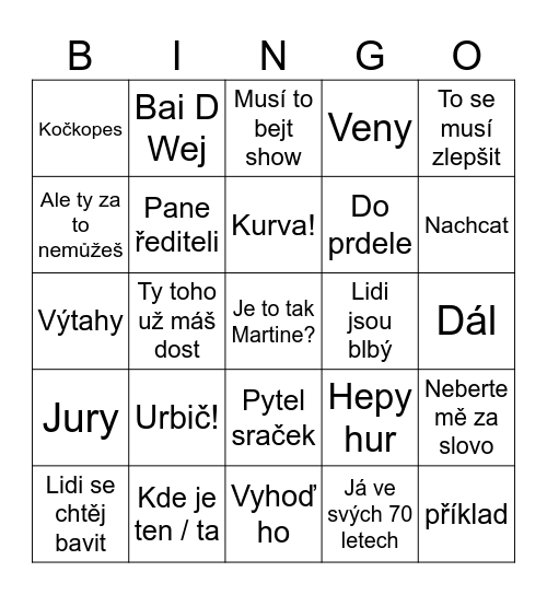 Pantáta Bingo Card