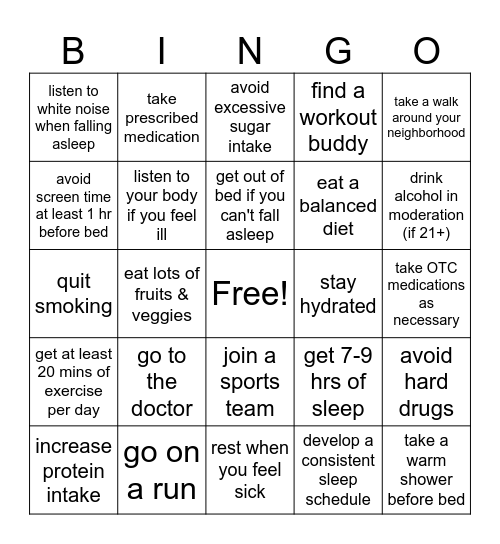 PLEASE Bingo Card