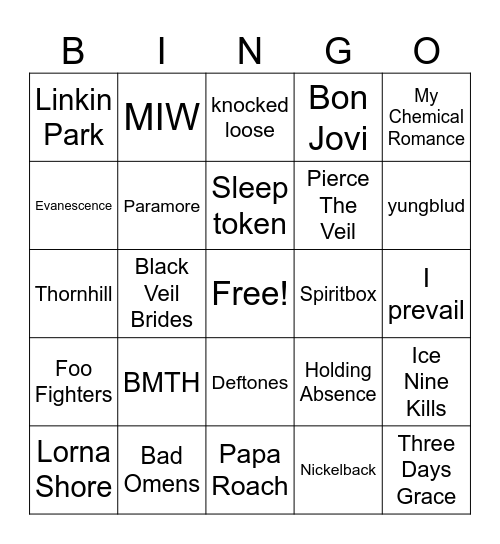 Rock Am Ring Bingo Card