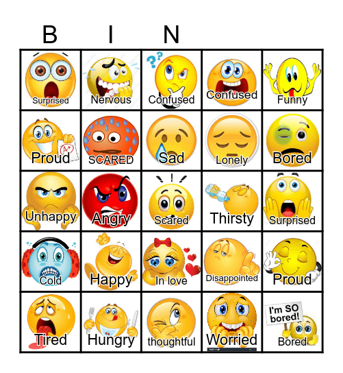 FEELINGS Bingo Card