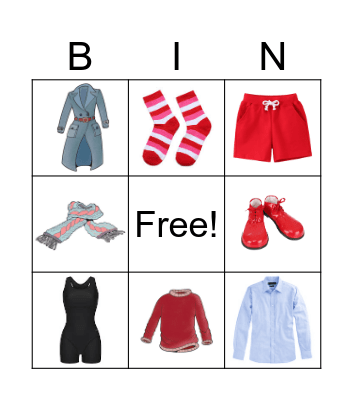 CLOTHES Bingo Card